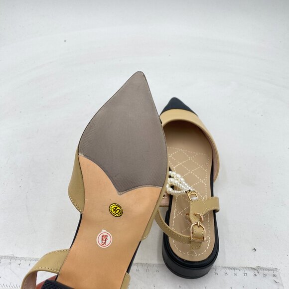 Amazon.com | XYD Women Pearl Pointed Toe Ankle Strap Low Mid  Nude Women\'s Classic Pointy Toe Pearl Ankle Strap Slip-on Low Heel D\'Orsay Pumps